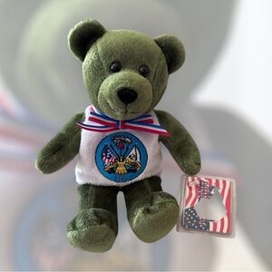 U S Army Bear 8” Beanbag by Holy Bears Patriotic Green
